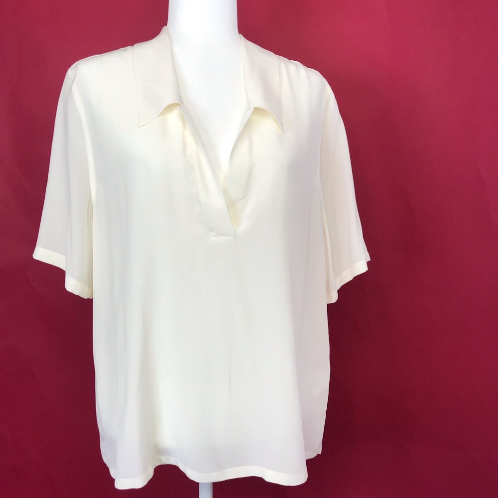 Equipment Ivory 100% Silk Short Sleeve Blouse